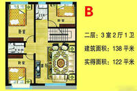 唐县实验公寓别墅区3室2厅1卫户型图