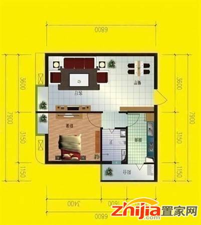 中山路谈固 东方魅力 1600元 1室2厅1卫 精装