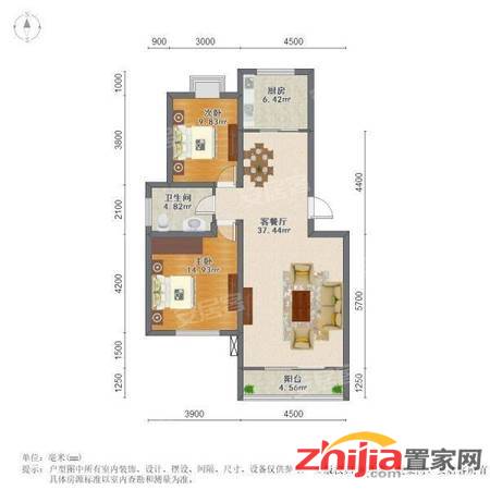 火炬广场旁 通厅通卧大两室 115万 无税 直降10万 急