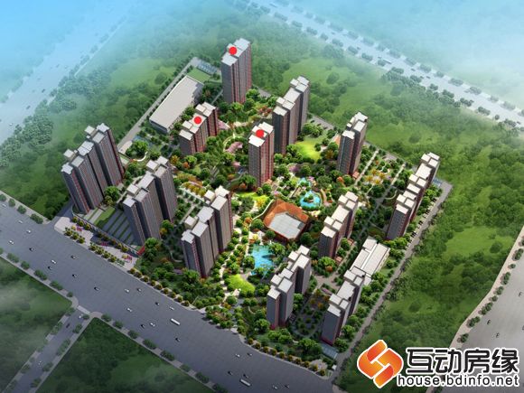 图为国宅效果图(图中标红楼座为国宅「大户人家」7#、8#、9#号楼)