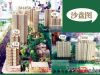 沙盘图，项目共建11栋住宅楼，小区内设有幼儿园，中央观景楼王为5#楼。