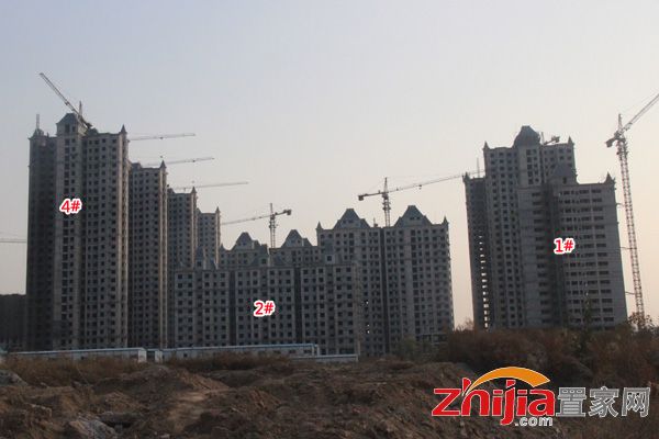 枫景华庭已全部封顶 正在进行外立面装潢作业