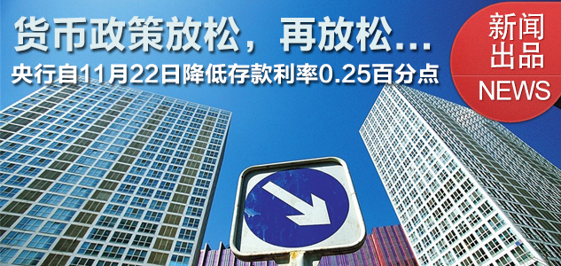 央行降低存款利率 货币政策放松,再放松...