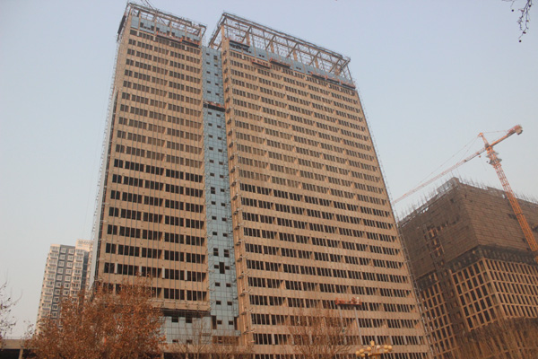 宝利大厦外立面装修中 内部装修已基本完工