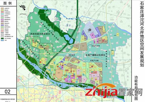 石家庄滹沱河北岸地区空间发展规划功能布局规划图