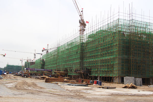 邯郸浙江商贸城施工施工实景照 现场工人师傅干劲十足