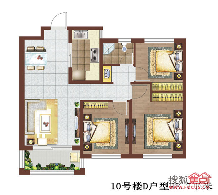 98.7平三居室