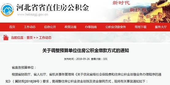河北省直调整预算单位住房公积金缴款方式